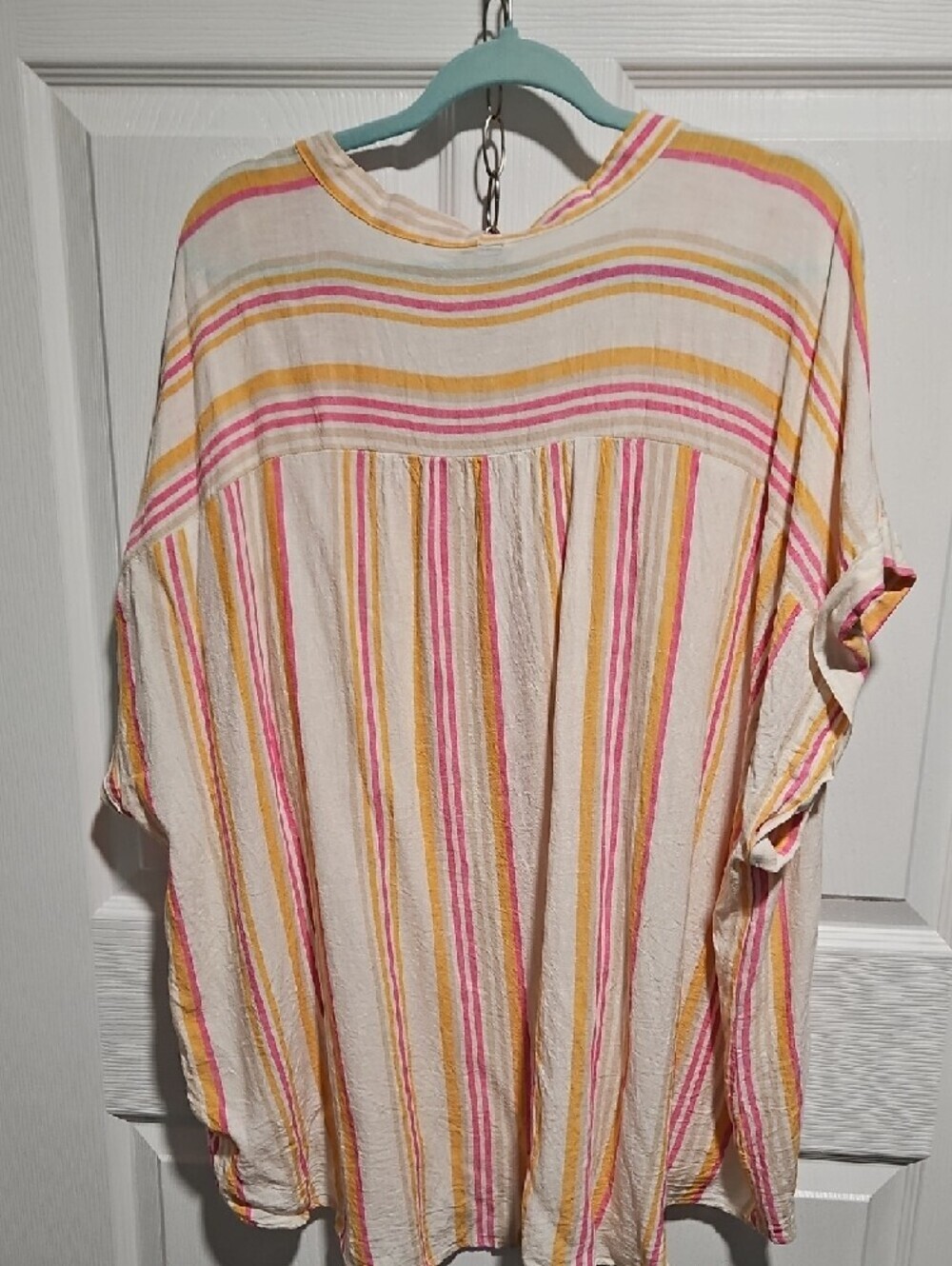 Cato Cream Tunic with Pink & Yellow Stripes - Picture 4 of 5